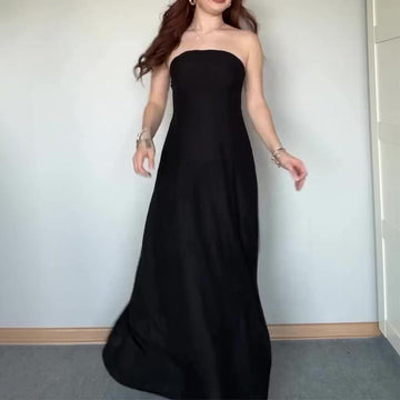 2024 New Female Decoration Height Waist Simple Temperament High-Grade Breast-Smear Lightweight Dress